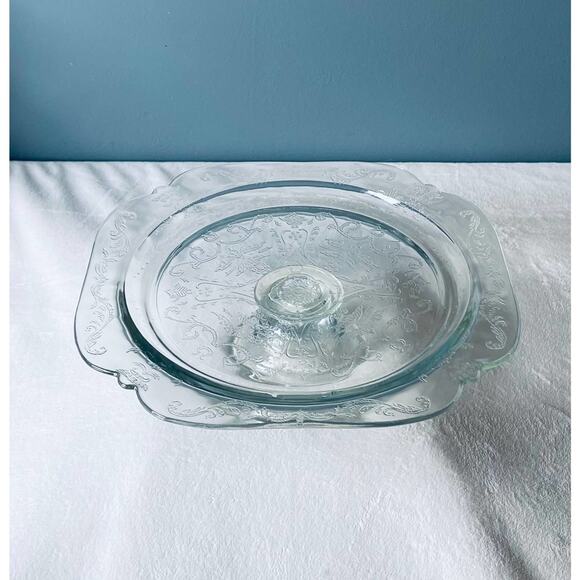 Vintage Federal Depression Glass Madrid Pedestal Cake Stand Plate Pie - Picture 4 of 13